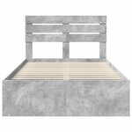 vidaXL Cadre de lit Gris Béton 135 x 190 cm Pin massif