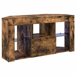 vidaXL Meuble TV LED d'Angle Montage mural Chêne fumé 100 x 40 x 50 cm
