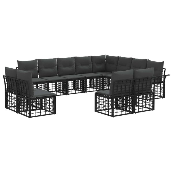 vidaXL Ensemble de canapés d'extérieur 12 pc Noir et Gris foncé