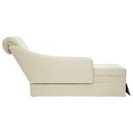 vidaXL Fauteuil long avec traversin et accoudoir droit crème velours