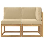 vidaXL Canapé d’extérieur milieu et coin avec coussin 2 Pièce Blanc