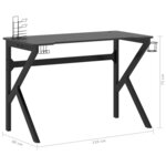 Bureau table poste de travail meuble d'ordinateur informatique étude de jeu avec pieds en forme de K 110 x 60 x 75 cm noir 02_0023769