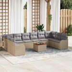 vidaXL Ensemble de canapé de jardin 11 Pièces Beige  gris clair