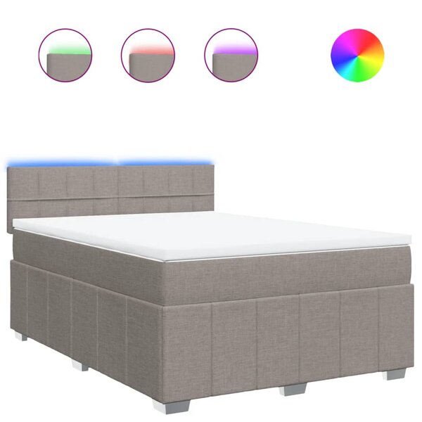 vidaXL Sommier à lattes de lit avec matelas Taupe 140x190 cm Tissu