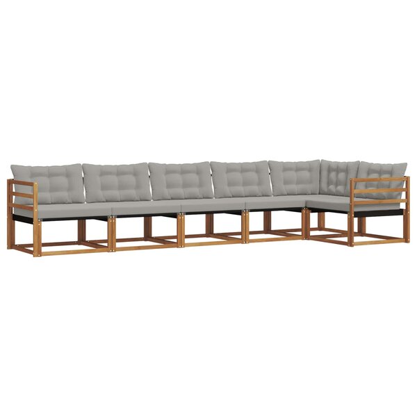 vidaXL Ensemble de canapés d'extérieur 6 Pièces Gris Naturel et Clair