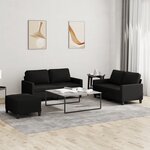 vidaXL Ensemble de canapés 3 Pièces avec coussins Noir Tissu