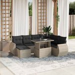 vidaXL Salon de jardin 8 Pièces avec coussins gris clair résine tressée