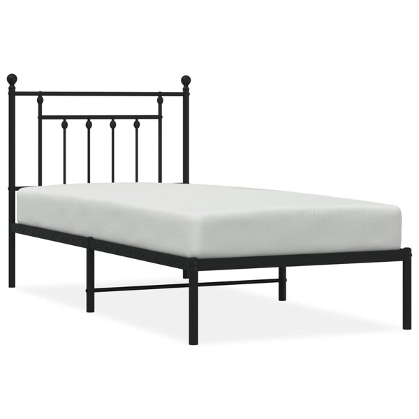 vidaXL Cadre de lit métal sans matelas avec tête de lit noir 80x200 cm