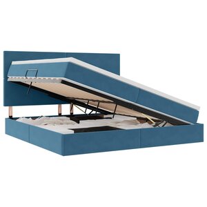 vidaXL Lit de rangement LED avec matelas Bleu foncé 200 x 200 cm