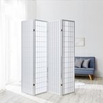Paravent bois 4 pans Shoji blanc