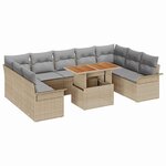 vidaXL Ensemble de canapé de jardin 10 Pièces Beige Poly rotin