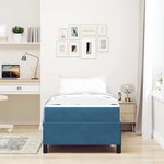vidaXL Cadre de lit Bleu foncé et blanc 90 x 200 cm Velours