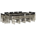 vidaXL Ensemble à manger de jardin et coussins 13 Pièces gris clair rotin