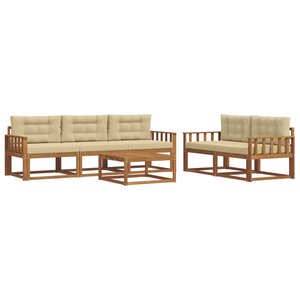 vidaXL Ensemble de canapés d'extérieur 6 Pièces Naturel et Beige