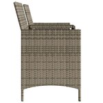 vidaXL Canapé de jardin 2 places avec table et tabourets gris rotin