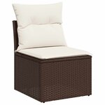 vidaXL Salon de jardin avec coussins 3 Pièces marron résine tressée
