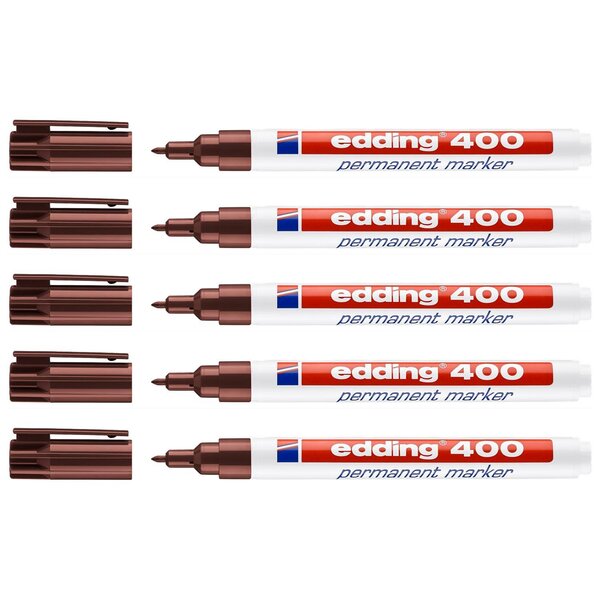 Marqueur Permanent 400 Marron Pointe Fine 1 mm x 5 EDDING