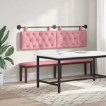 vidaXL Tête de lit suspendue Avec lumière LED Rose Velours