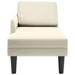 vidaXL Fauteuil long avec coussin et accoudoir droit crème velours