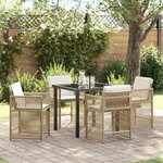 vidaXL Ensemble de salle à manger pour jardin 5 Pièces Beige polyrotin
