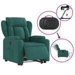 vidaXL Fauteuil inclinable électrique vert foncé tissu