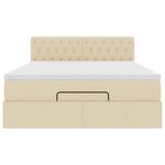 vidaXL Lit ottoman avec matelas et LED crème 140x190 cm tissu