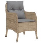 vidaXL Ensemble de salle à manger de jardin de 7 pièces avec coussins beige poly rattan