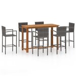 vidaXL Ensemble de bar de jardin 7 Pièces Gris