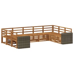 vidaXL Ensemble de canapé d'angle 9 Pièces Naturel Bois d'Acacia Massif