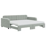 vidaXL Lit de jour avec gigogne et matelas gris clair 90x190cm velours