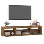 vidaXL Meuble TV avec lumières LED Chêne fumé 195x35x40 cm