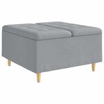 vidaXL Pouf de rangement avec coussin Gris clair 80 x 80 x 45 cm tissu
