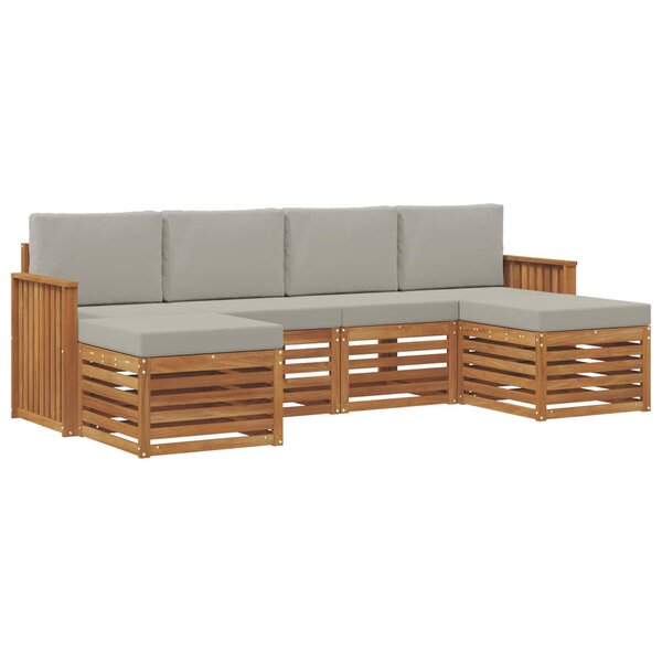 vidaXL Ensemble de canapés d'extérieur 6 pc Gris Naturel et Clair