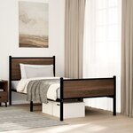 vidaXL Cadre de lit en métal sans matelas chêne marron 90x190 cm