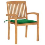 vidaXL Chaises de jardin lot de 2 et coussins vert Bois de teck massif
