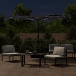 vidaXL Parasol de jardin à double tête avec LED noir 316x145 cm