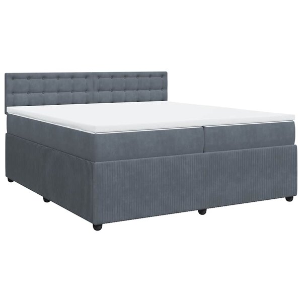 vidaXL Sommier à lattes de lit et matelas Gris foncé 200x200cm Velours