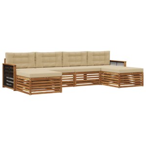 vidaXL Ensembles de canapés avec coussin 6 Pièces Bois d'Acacia Massif