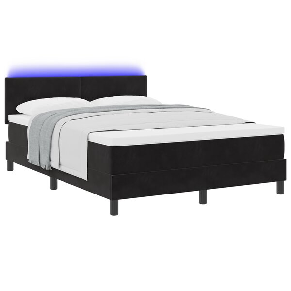 vidaXL Lit à Sommier avec Matelas & LED Noir 160x200 cm Velours