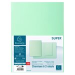Paquet de 50 chemises 2 rabats SUPER 210g 24x32cm Vert clair EXACOMPTA