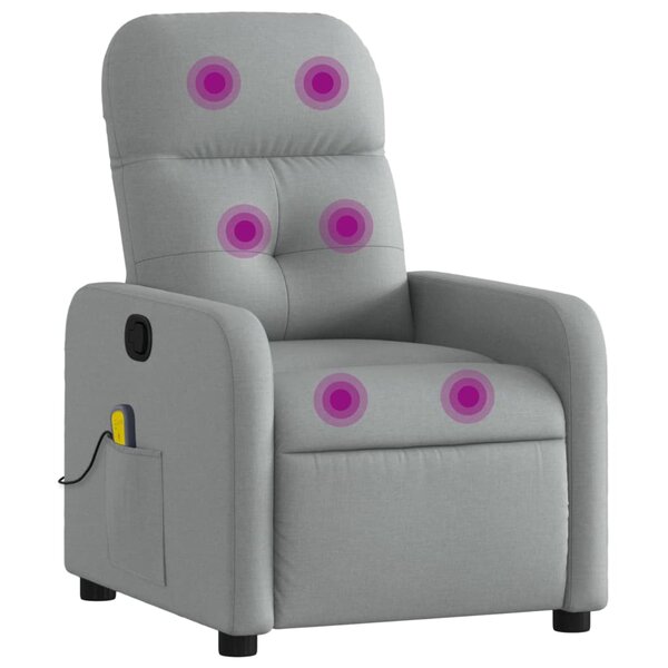 vidaXL Fauteuil inclinable de massage gris clair tissu