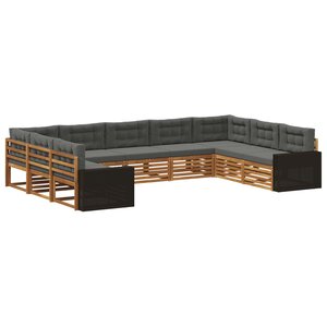 vidaXL Ensemble de canapés d'extérieur 9 pc Naturel et Anthracite