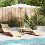 Chaises longues vidaXL avec coussins 2 Pièces Beige en bois d'acacia solide