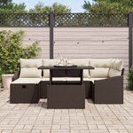 vidaXL Ensemble de canapé de jardin 7 Pièces Marron Poly rotin