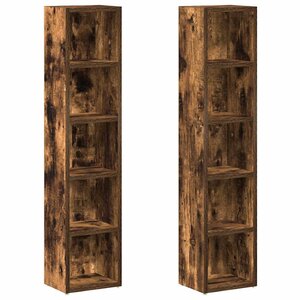 vidaXL Armoires à CD 2 Pièces Chêne fumé 21x16x93 5 cm Bois d'ingénierie