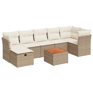 vidaXL Salon de jardin avec coussins 8 Pièces beige résine tressée