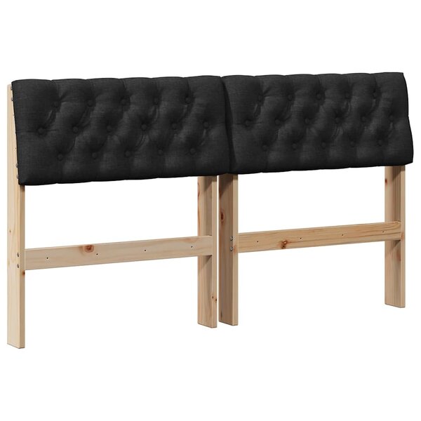 vidaXL Tête de lit capitonnée Noir 160 cm Pin massif