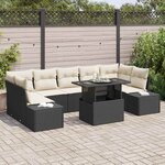vidaXL Ensemble de canapé de jardin avec coussin 8 Pièces Noir et crème