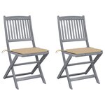 vidaXL Chaises pliables d'extérieur lot de 2 et coussins Bois d'acacia