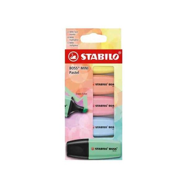 Surligneur BOSS MINI Pastel  étui carton de 5 STABILO